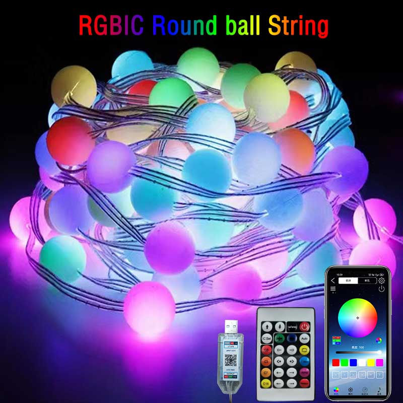 RGBIC 라운드 볼 LED 스트링 앱 음악 컨트롤러, - Outdoor Power Strip Weatherproof 리뷰 및 가격